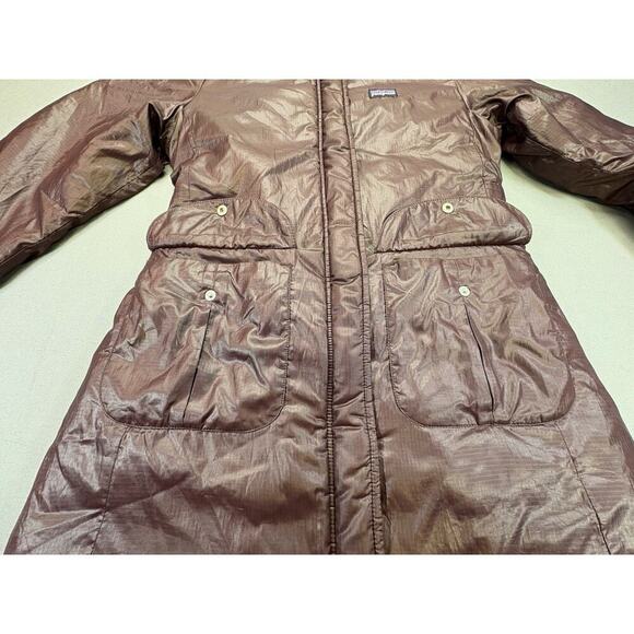 Patagonia Girls Medium 10 Insulated Long Coat Cocoa Parka Full Zip Pockets - Picture 11 of 14